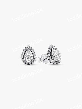 Sparkling Pear Halo Stud Earrings